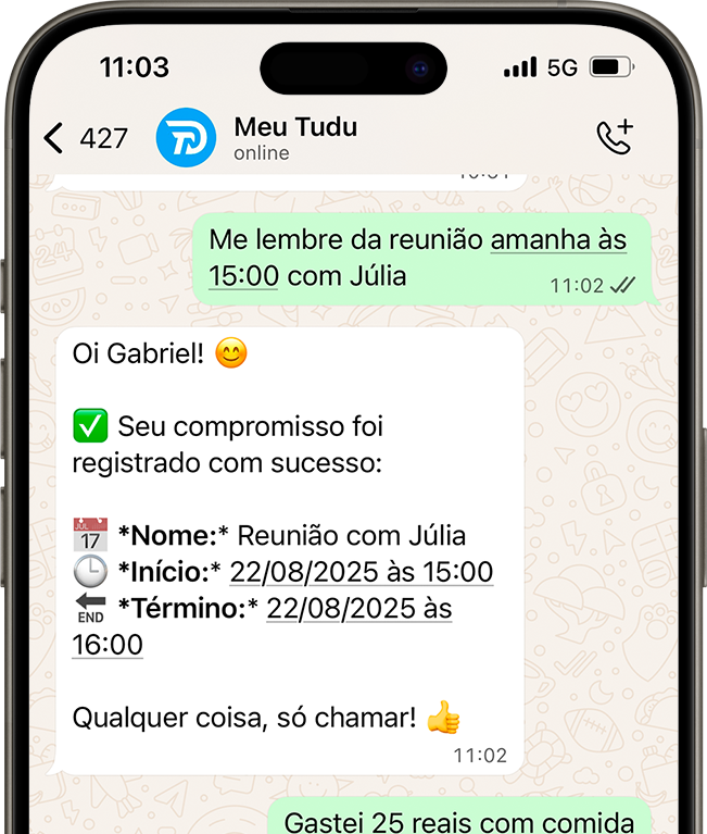 Tela do WhatsApp no celular